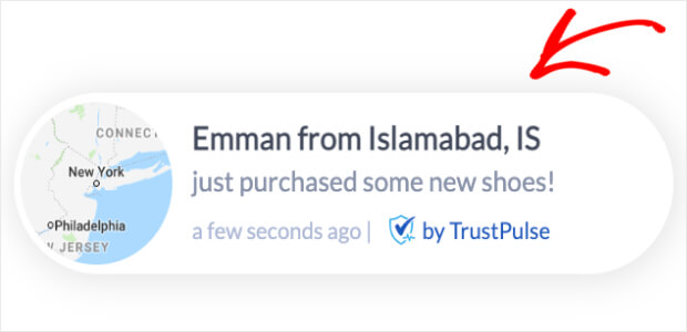 trustpulse notification bubble
